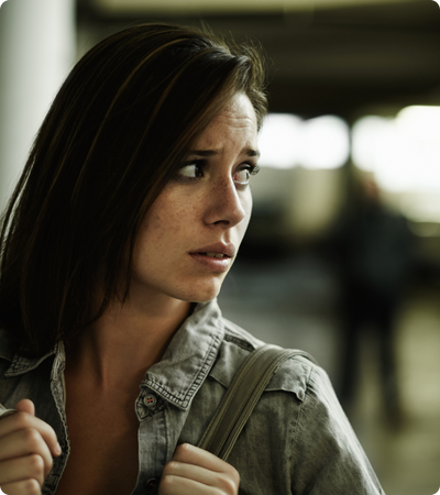 woman in parking garage